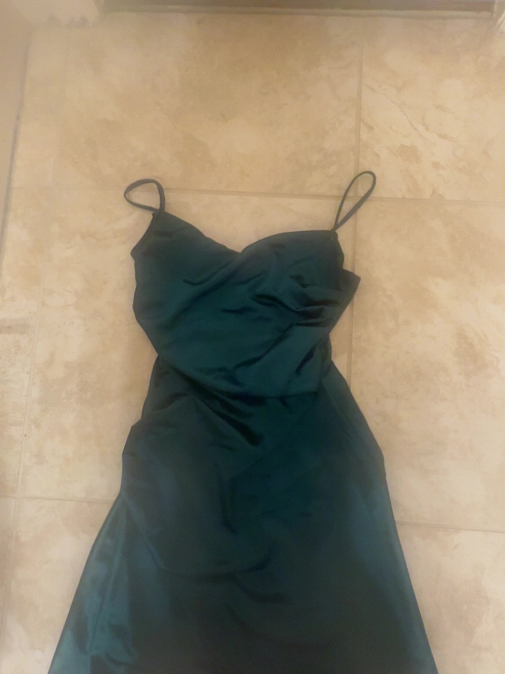 Windsor satin Spaghetti-Strap Slip Dress in Deep Green